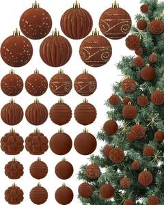 lot 32138 image: 24 Pcs Velvet Christmas Tree Ornaments