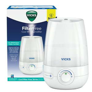 lot 13732 image: Vicks 1 Gallon Filter Free Cool Mist Humidifier 400 Sq ft  White  VUL545