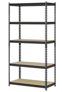lot 13738 image: Muscle Rack 36W x 18D x 72H 5-Tier Steel Shelving 4,000 lb. Total Capacity Black (May Be Missing Pieces)