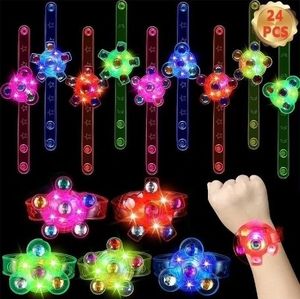 lot 30325 image: LED Light up Fidget Spinner Bracelets for Parties, Gifts, 24 Pack