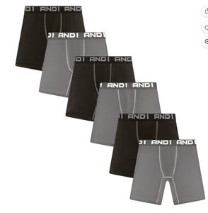 lot 30362 image: AND1 Mens Underwear Breathe Performance Regular Leg Boxer Briefs, 6 Pack