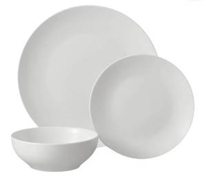 lot 32168 image: Mainstays Glazed White Stoneware Dinnerware Set, 11-Pieces