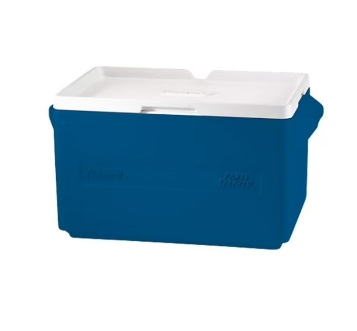 lot 7716 image: Coleman 48 Can Hard Sided Cooler, Blue - Retail $97.00