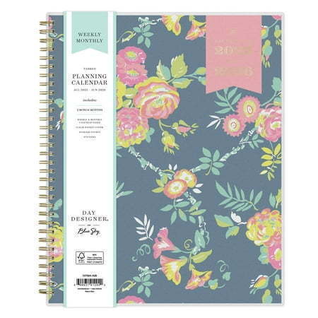 lot 296 image: 2 Packs of Blue Sky Day Designer 2025-2026 Weekly and Monthly Academic Year Planner Calendar  July 2025 - June 2026  8.5  x 11   Flexible Cover  Laminated Tabs  Storage Pocket  Includes Stickers  Peyton Navy