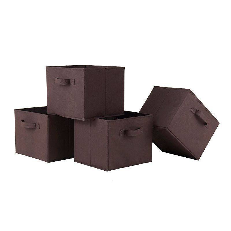 lot 13150 image: Set of 4 Capri Foldable Fabric Baskets Chocolate - Winsome Compatible with 11 Cube Storage System, Easy to Store