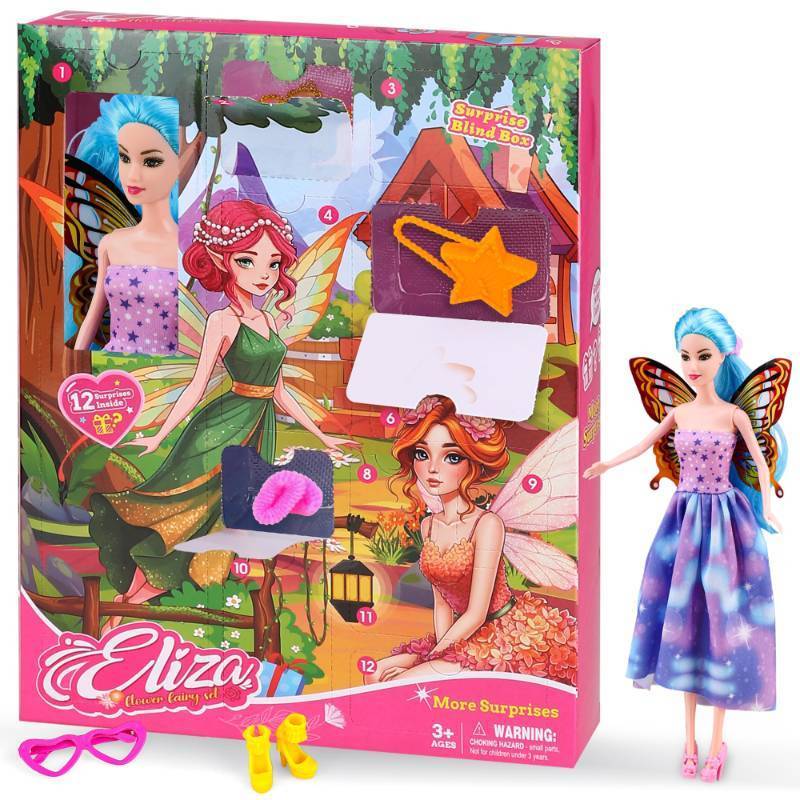lot 7096 image: 3 Count 2025 Advent Calendars with Dolls