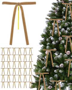 lot 32175 image: 36 Pcs Velvet Bows for Christmas Tree -5 X 7 Inch Vintage Ribbon Bows Ornaments