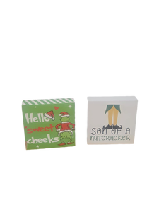 lot 32178 image: Christmas Holiday Decorative Wood Block Signs Set of 2