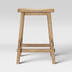 lot 13764 image: Halifax 23.81 Farmhouse Wood Counter Height Barstool with Footrest Natural Wood - Threshold Retail $69.00