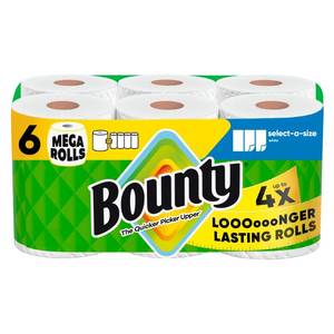 lot 13783 image: Bounty Select-A-Size Paper Towels - 6 Mega Rolls - 2-Ply - 164 Sheets No Fragrance Added, Dye-Free, Non-Toxic