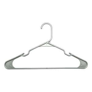 lot 13791 image: Mainstays Plastic Notched Adult Hangers for Any Clothing Type  Silver Hail -50 Count