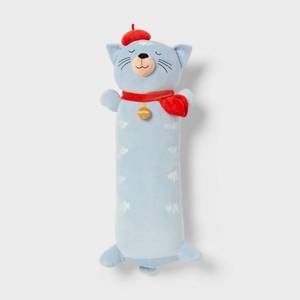 lot 15160 image: Cat Kids Long Weighted Plush Throw Pillow Blue - Pillowfort