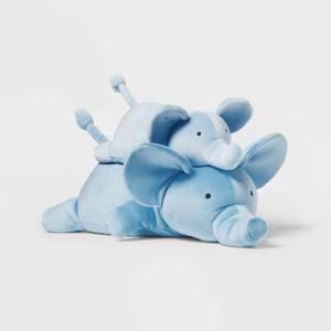 lot 15173 image: Elephant and Baby Weighted Plush Kids Throw Pillow Blue - Pillowfort