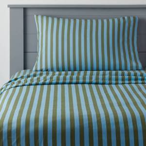 lot 15175 image: Twin Size Striped Kids Cotton Sheet Set BlueGreen - Pillowfort
