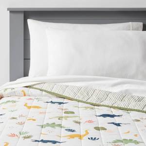 lot 15182 image: Twin Dinosaur Reversible Kids Quilt - Pillowfort Boys Bedding, Twin Size, Green, OEKO-TEX Certified