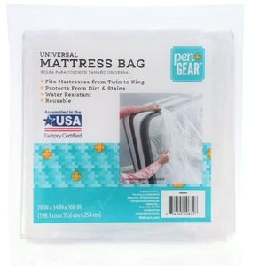 lot 15193 image: PenGear Universal Mattress Bag  Fits Up to King Bed Clear Plastic Moving Supply 78x14x100