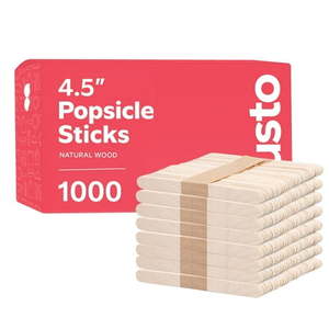 lot 15206 image: GUSTO Popsicle Stick Set Multipurpose Wooden Sticks for Crafts 4.5 1000-Pack
