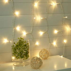 lot 15207 image: Mainstays 96-Count Indoor Curtain Lights  with Warm White LED, 6 Vertical Strands with 16 Bulbsper Strand