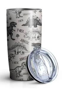 lot 15210 image: 20oz Tumblers Dinosaurs Pattern Stainless Steel Vacuum Insulated Double Wall Travel Tumbler Cups Mug with Lid and Straw,Cleaning Brush for Cold & Hot Drinks