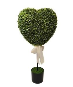 lot 30417 image: Boxwood Heart with Bow Topiary, Valentines Day Decorations - Retail $89