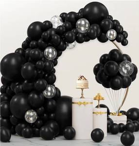 lot 32210 image: 150 Pcs Black Balloons, Different Sizes 18 12 10 5  Black Latex Balloon Arch Kit with Instructions