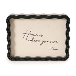 lot 32231 image: Beautiful 2 Black Wavey Framed Canvas Typographic Tabletop Decor 2-Side by Drew Barrymore 6 X 8