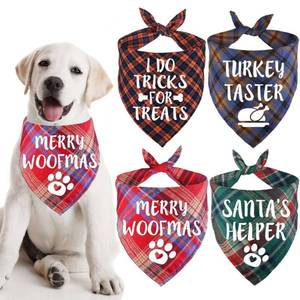 lot 32317 image: 4 Pack Holiday Dog Bandanas, Halloween Thanksgiving Day Christmas Dog Bandanas for Small Medium Large Dogs Costumes (Small)