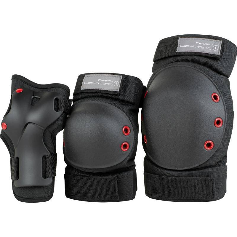 lot 13234 image: Dark Lightning KidsJuniorYouth Knee Pads Elbow Pads Wrist Guards 3 in 1 Protective Gear, for Skateboard,Roller Skate,Inline, Cycling,MTB Bike,Scooter (PolarNight Black,M)