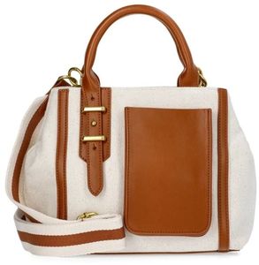 lot 13803 image: Free Assembly Womens Mixed Media Canvas Satchel -Classic Handbag