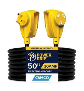 lot 13808 image: Camco Power Grip 30-Amp RV Extension CordLevel 1 EV Charger, 50 Length (55197) - Retail  $143