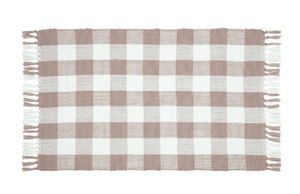 lot 13831 image: Gingham Fringe Valentines Day IndoorOutdoor Layering Rug, Pink and White, 24 x 38, by My Texas House