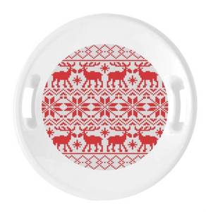 lot 15229 image: White Knit Plastic Snow Saucer, Disc Sleds, Winter Accessories, Ages 3