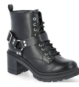lot 30431 image: No Boundaries Womens Lace Up Ankle Moto Boots Size 8.5