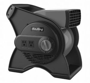 lot 30448 image: Air King 11 3-Speed Commercial Grade Pivoting Blower Floor Fan with Outlets Black 9550 New - Retail $78