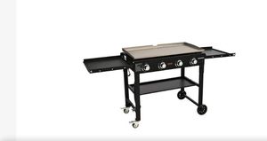 VEVOR Commercial Griddle on Cart, 36" Heavy Duty Manual Flat Top Griddle, Outdoor Cooking Station with Side Shelves, Steel Propane Gas Griddle, 4-Burners Restaurant Portable Tested to Standards - Retail: $280