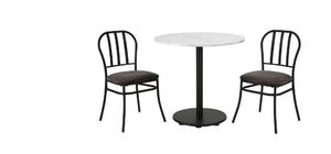 lot 30476 image: Mainstays 3-Piece Marble Table Top Indoor Dining Bistro Set, Gray - Retail $90