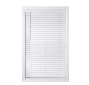 lot 30481 image: Pack of 2 ,Better Homes & Gardens 2-Inch Cordless Faux Wood Horizontal Blinds, White, 27 Inch Width x 48 Inch Length - Retail $54