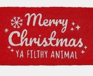 lot 32380 image: KANKUN Merry Christmas Coco Coir Door Mat with Xmas Tree, Heavy Duty Backing, Welcome Doormat (17 x 30), Doormat Entrance (Christmas3 - Welcome)