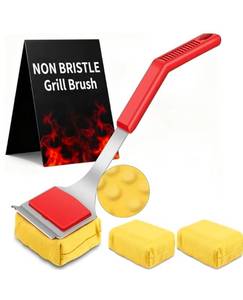 lot 32484 image: 3 Count of Non Bristle Grill Brush Cleaning Kit with Replacement Pads