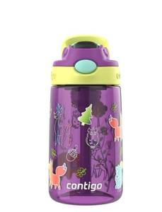 lot 13866 image: Contigo Kids Water Bottle with Redesigned AUTOSPOUT Straw, 14 oz, Grape Forest Haven 2 Pack