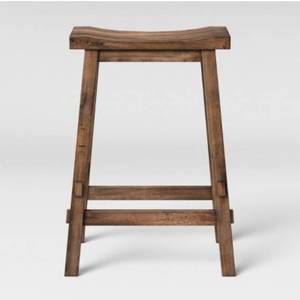 lot 13877 image: Halifax 23.81 Farmhouse Wood Counter Height Barstool with Footrest Brown - Threshold (See Details)