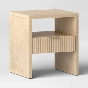 lot 13880 image: Groove Dowel Side Table with Shelf Natural Wood - Threshold