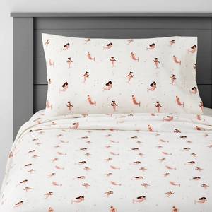 lot 13887 image: Twin Mermaid Cotton Kids Sheet Set - Pillowfort 3-Piece Bedding, OEKO-TEX Certified, Peached Finish, Off-White