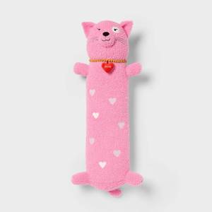 lot 13897 image: Cat Kids Long Weighted Plush Throw Pillow Pink - Pillowfort