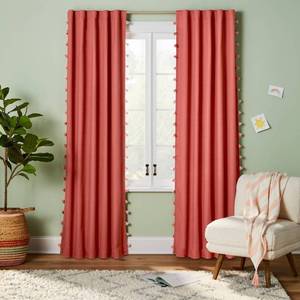 lot 15284 image: Tassel Kids Blackout Window Curtain Panel Rose Pink - Pillowfort (42W x 84L)