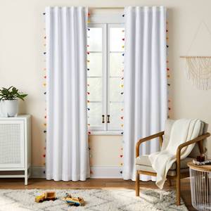 lot 15290 image: Tassel Kids Blackout Window Curtain Panel White - Pillowfort