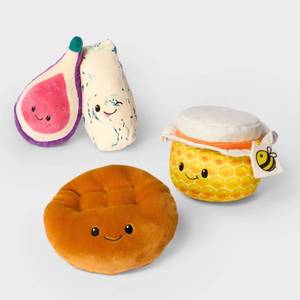 lot 15296 image: Charcuterie Box Set Fig, Blue Cheese, Honey, Round Cracker 4pc Plush - Gigglescape