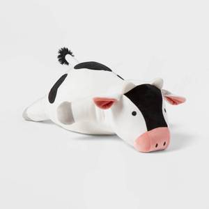 lot 15329 image: Cow Weighted Plush Kids Throw Pillow BlackWhite - Pillowfort