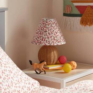 lot 15330 image: Round Faux Rattan Kids Lamp with Pleated Floral Shade - Pillowfort  (13 Tall)