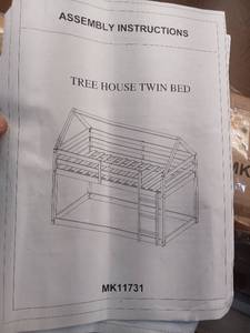 lot 30516 image: TREE HOUSE TWIN BED - WHITE - Retail $80